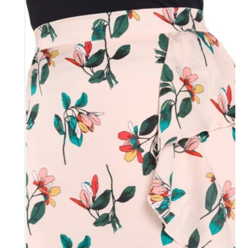 Ted Baker Women's Floral Ruffle Skirt Pink Multicolor Sz Med Lined Pull On NWT - Picture 4 of 12